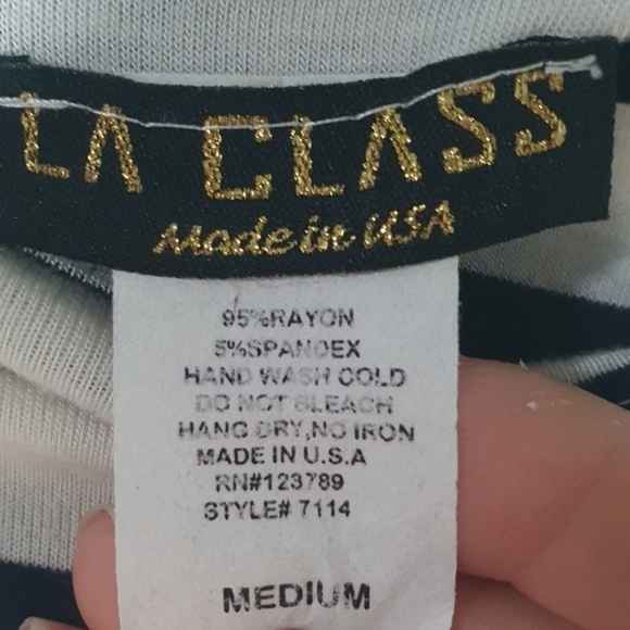 La Class Black & White Stripe 70's style‎ Bell-Sleeve Dress Size M - Picture 2 of 5